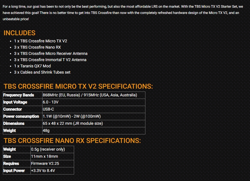 TBS CROSSFIRE MICRO TX V2 스타터  - Tbs Fpv Crossfire 리뷰 및 가격